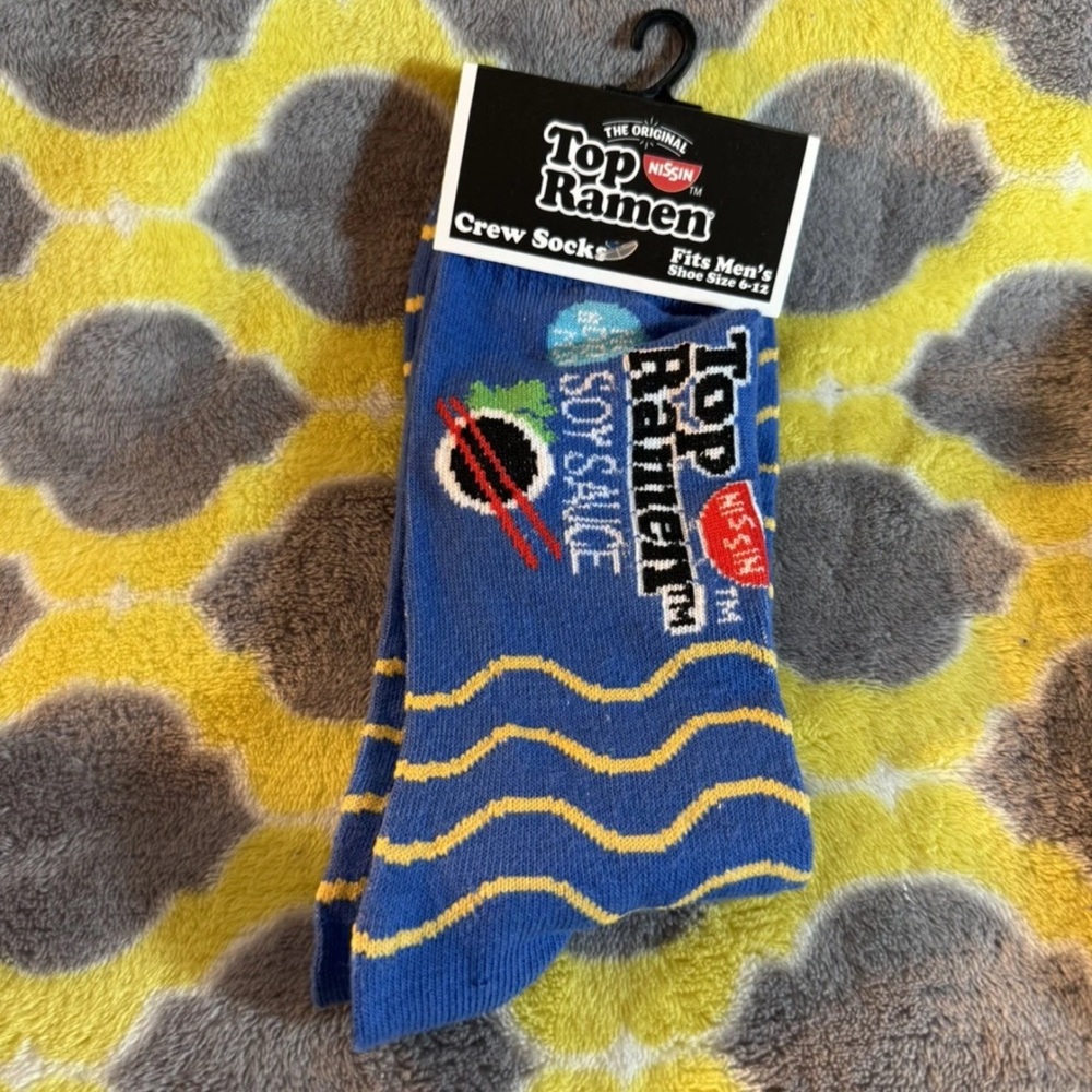 Nwt Top Ramen Blue Crew Socks (Mens size 6-12)